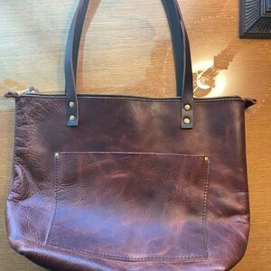 PLG leather tote in Lava